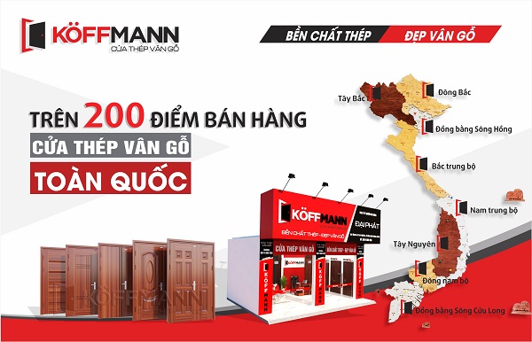 Hệ thống trên 200 đại lý phân phối cửa thép vân gỗ koffmann trên toàn quốc